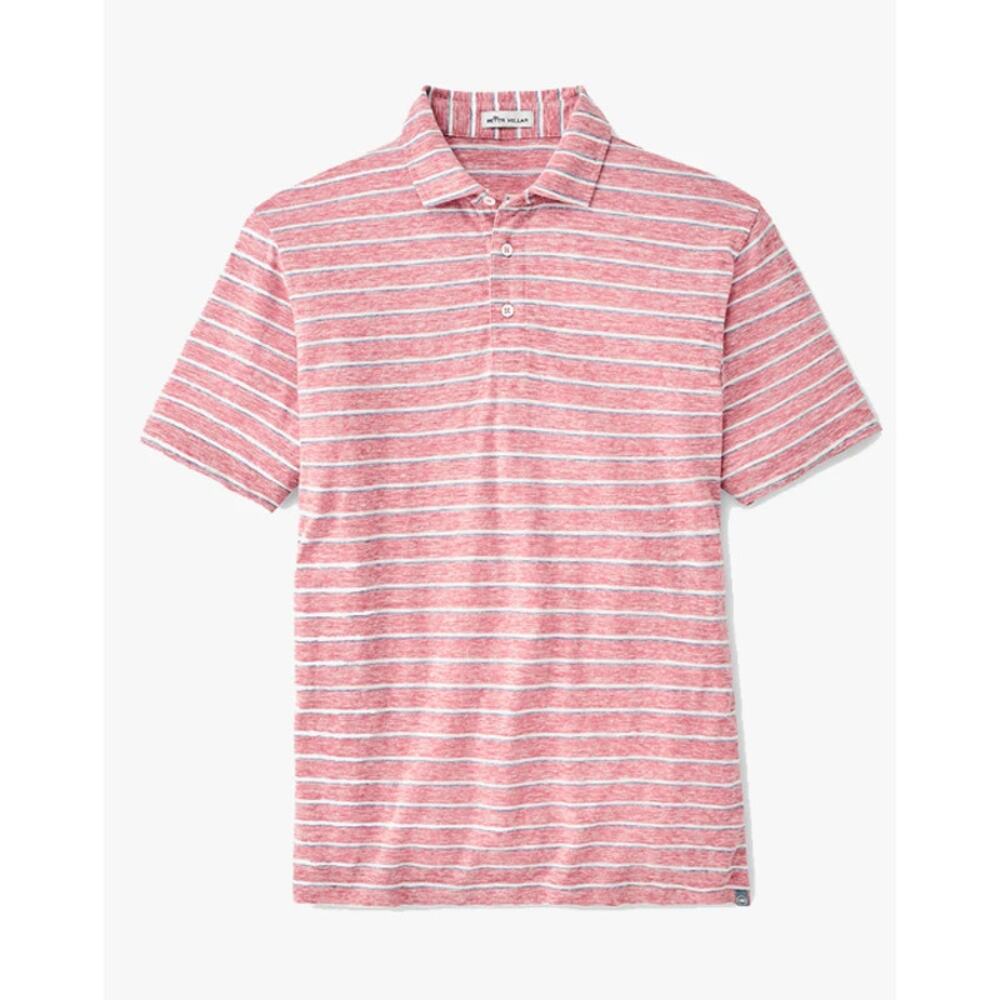 Peter Millar Seaside Stripe Slub Polo Men's M Golf Preppy Coastal Classic